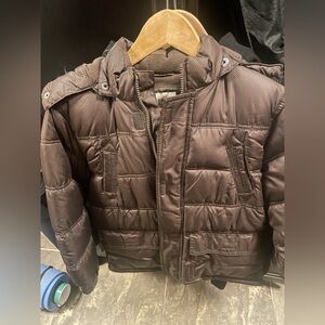 Brand New, Old Navy Boys Chocolate Puffer Jacket with detachable fur lined hood